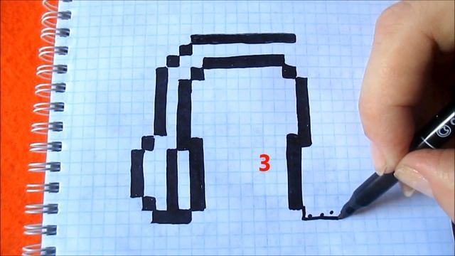 Как рисовать по клеточкам Простые Наушники How to Draw headphones Pixel Art