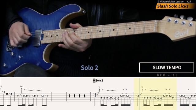 Slash Solo Licks 「 Sweet Child O' mine 」 [2 Minute Guitar Lesson #23] 2분기타레슨 타브악보 Tutorial TABS смотреть онлайн