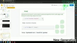 python dasturlash tilini o`rganish 1-dars|New Generation