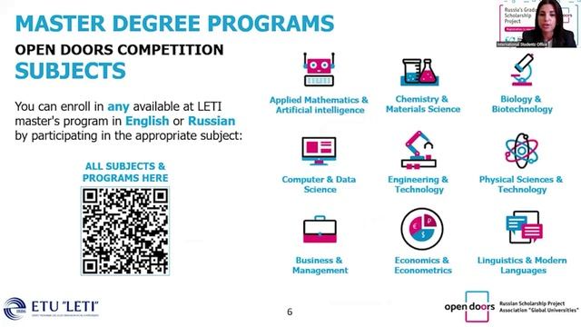 Webinar about Open Doors Olympiad with the representatives of LETI university