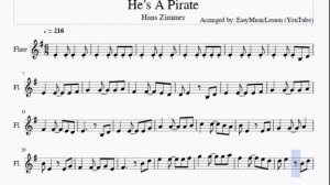 Flute Sheet Music: How to play He's A Pirate by Hans Zimmer