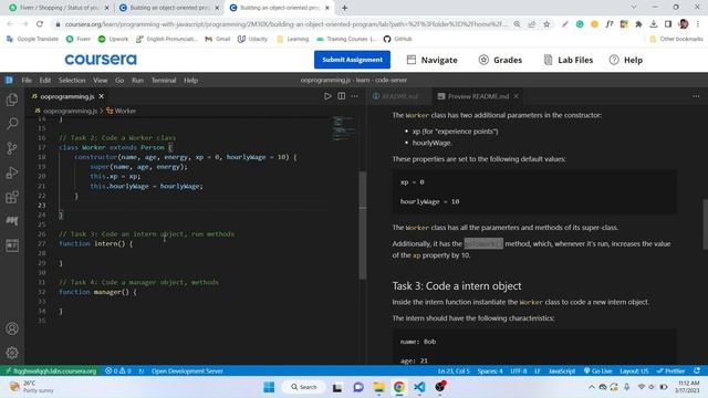 Programming Assignment: Building an object-oriented program solution | Coursera