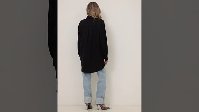 Рубашка шелковая черная