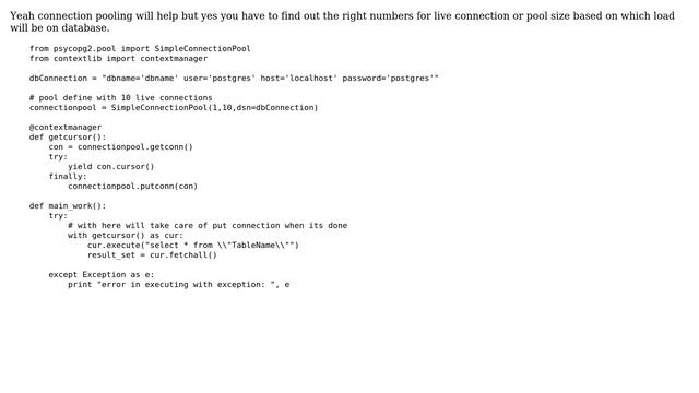 Should PostgreSQL connections be pooled in a Python web app,
