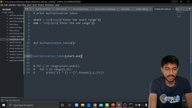 #noprofit #python  print MULTIPLICATION TABLE in PYTHON in hindi | Level 2 - beginner by Paras Sir