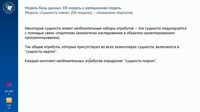 Тема 2.1.2. ER-модель