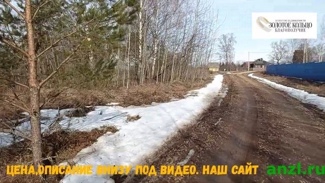 Участок 27 соток с лесными деревьями и выходом к ручью в деревне Малое Маринкино