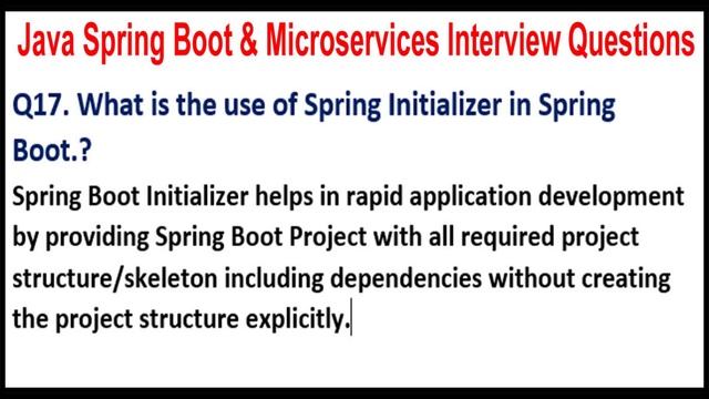 Java Spring Boot & Microservices | Q17. What is the use of Spring Initializer in Spring Boot.? смотреть онлайн