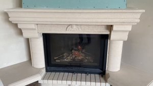 Угловой дровяной камин. Облицовка + Топка АЛЬФА 800KВ.