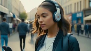 Девушка в наушниках.