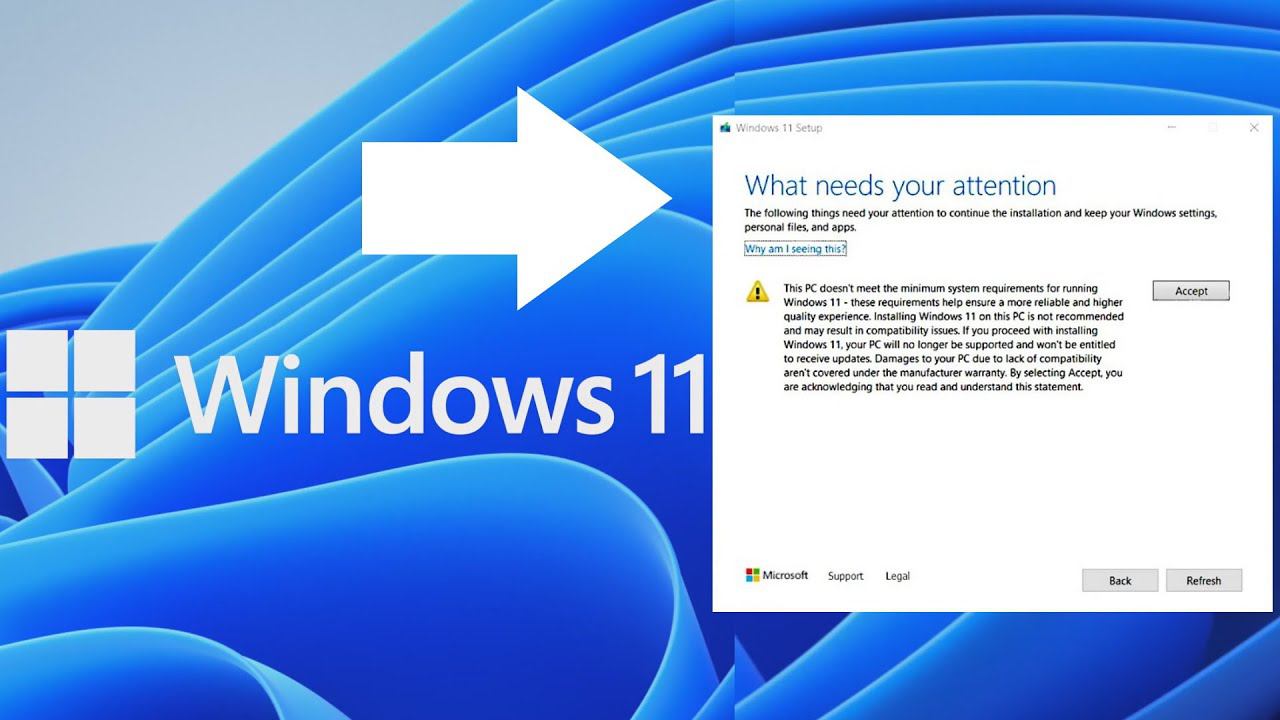 Microsoft заставляет отказаться от возможных претензий при установке Windows 11 на неподдерж. ПК