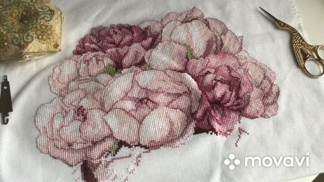 Вышивка крестом Овен "Нежные пионы" готовая работа смотреть онлайн