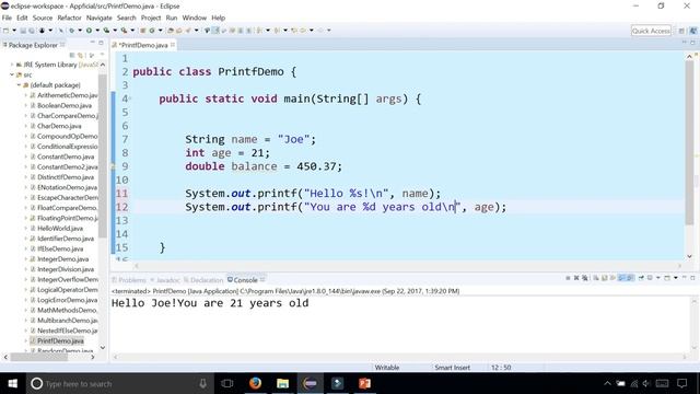 Java printf Method - Displaying data using System.out.printf - Java Programming Tutorial - Appficia