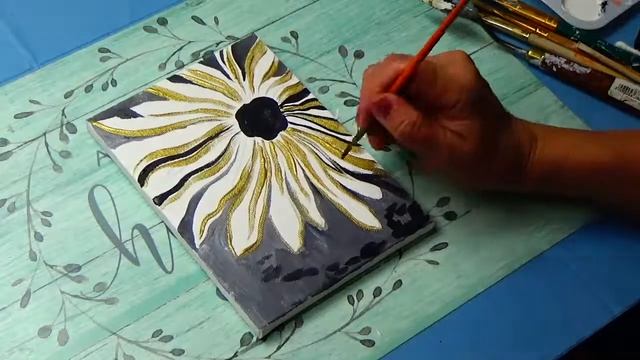 РИСУЕМ ЗОЛОТОЙ ЦВЕТОК || АБСТРАКЦИЯ смотреть онлайн