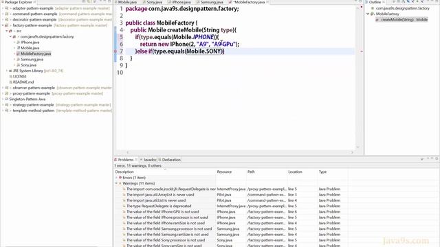 Factory Pattern in Java | Factory Design Pattern example | Java9s.com