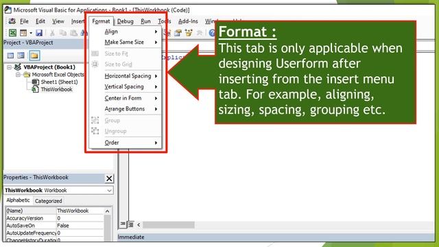 Excel VBA Lesson 8: Visual Basic Editor Menu tab in Excel