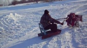 Зимние покатушки на мотоблоке с бульдозером - Winter Travel on Motoblock with a bulldozer