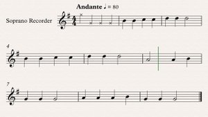Песня про ёлочку - Е.Тиличеева.  Видео-минусовка и ноты для флейты или блокфлейты темп 80