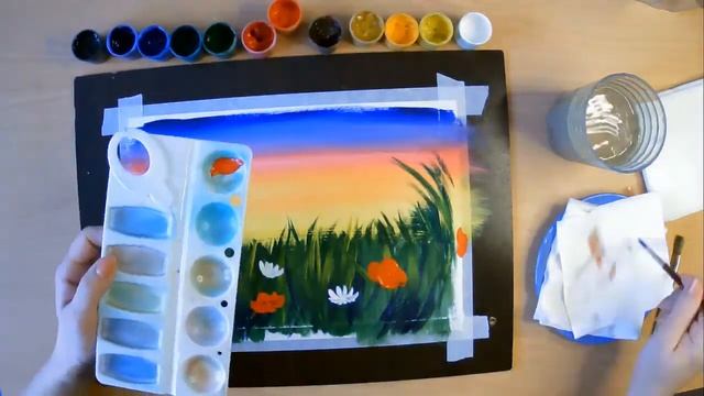 Цветущее поле / speedpaint / артмандарин / рисунок гуашью в правополушарной технике смотреть онлайн