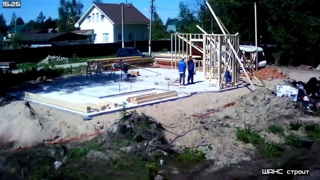 Строим двухэтажный каркасный дом на УШП: Видео со стройки за 11_07_2014