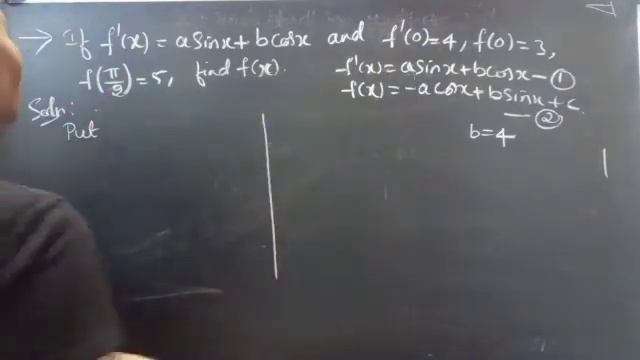 If f'(x)=asinx+bcosx and f'(0)=4,f(0)=3,f(π/2)=5,find f(x). | Integrations | Integrals |Lec304 смотреть онлайн