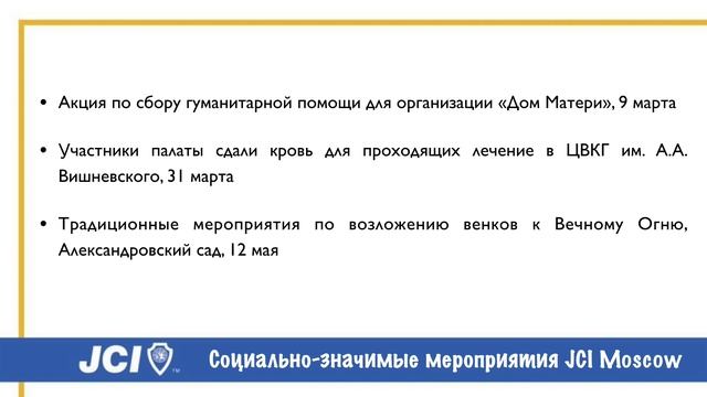 Мероприятия JCI Moscow в первой половине 2022 года смотреть онлайн