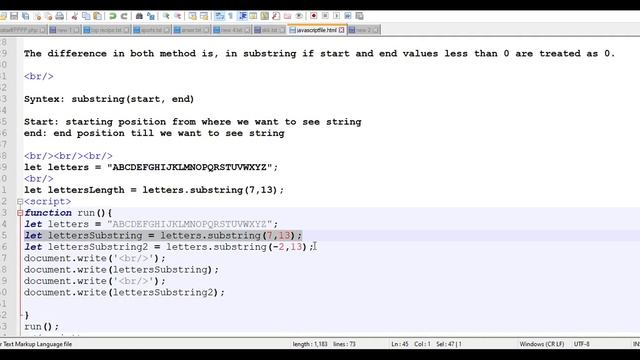 JavaScript String substring() OR Extract a Substring from a String - JavaScript Tutorial