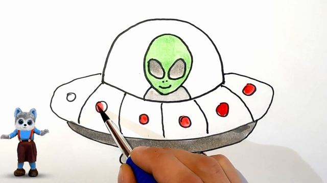 How To Draw UFO with ALIAN for kids | Как нарисовать НЛО С ИНОПЛАНЕТЯНИНОМ для детей смотреть онлайн