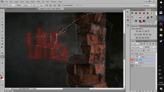 КАК СДЕЛАТЬ КРУТОЙ НЕОНОВЫЙ ТЕКСТ В ФОТОШОПЕ. смотреть онлайн