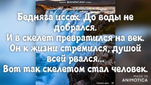 Человек и водопад. Он шел очень долго, и иссох.