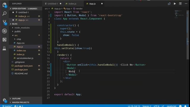 Bootstrap Modal in Reactjs # 26 | What is Bootstrap Modal | Reactjs Tutorial in Hindi | Reactjsvide