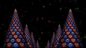 Новогодние елки с российской символикой. Абстрактная инсталляция. Зацикленная анимация в 4K.