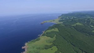 Бухта Безымянная "Пресное озеро" (преска) п.Дунай Приморский край с высоты