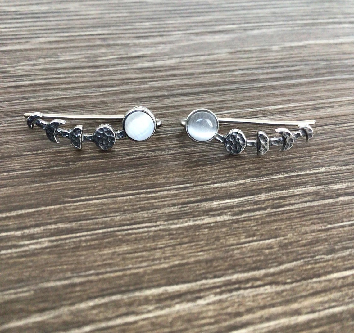 Серьги клаймберы "Лунные фазы" от StarfallShop