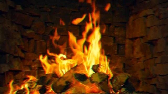 Камин с потрескивающим огнем. 3D Video. Расслабьтесь у Теплого Камина.