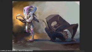 alien mech character concept digital painting creating process