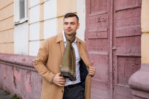 Кашне мужское шелковое (саржа), "Гольф"