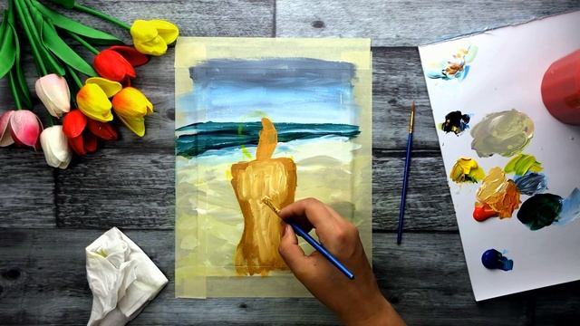 ДЕВУШКА И МОРЕ • Как нарисовать морской пейзаж •