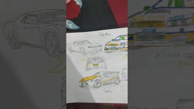 JDM cars Drawing | #2 #dodge Challenger hellcat #nissan silvia #Supra #nissan Skyline