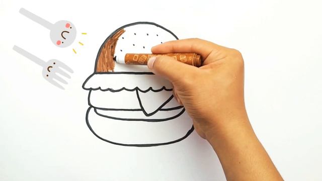 Как нарисовать Гамбургер для детей / How to draw a hamburger / Bolalar uchun gamburger rasm chizish смотреть онлайн