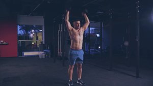 Взятие двух гантелей с виса и толчковый швунг/ Hang dual DB clean and jerk