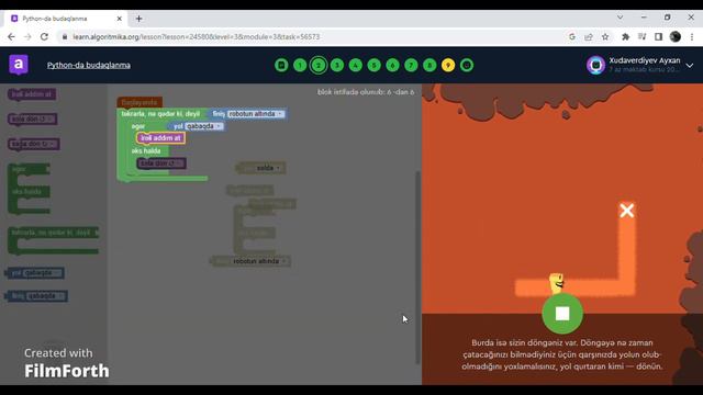 Ayxan Xudaverdiyev 7-ci sinif Mars Algoritmika Modul 3 dərs 5,6,7,8 смотреть онлайн