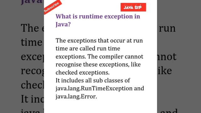 What is runtime exception in Java? #interview #java #keyword #javasip #runtime #exception @javasip- смотреть онлайн