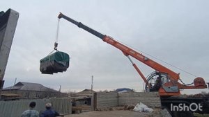 Баня бочка в Саратовской области! Установка бани с помощью крана 21 м  ?