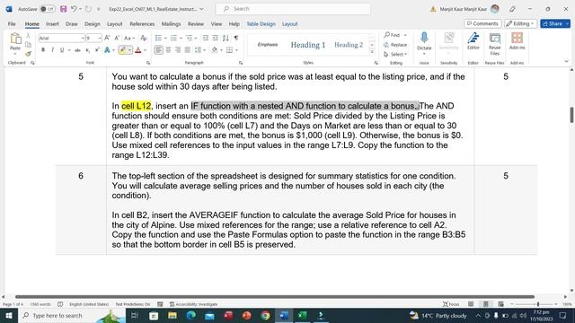 Exp22_Excel_Ch07_ML1_RealEstate |Exp22 Excel Ch07 ML1 RealEstate Pearson MyLabSolution
