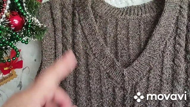 Вязание. МУЖСКОЙ ЖИЛЕТ спицами. Готовая работа января.  Обзор. // knitted vest