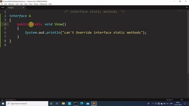 Interface JDK 1.8 in Java | static method in interface(Java)