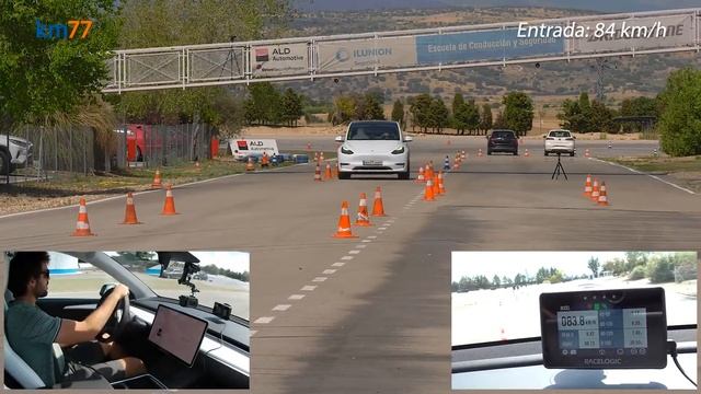 Tesla Model Y - Maniobra de esquiva (moose test) y eslalon | km77.com смотреть онлайн