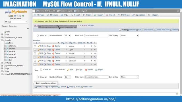Flow Control in MySQL ( IF, IFNULL, NULLIF) #42