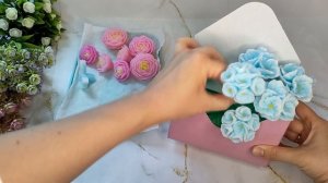 Заливка новых цветов и сборка букета в конверте